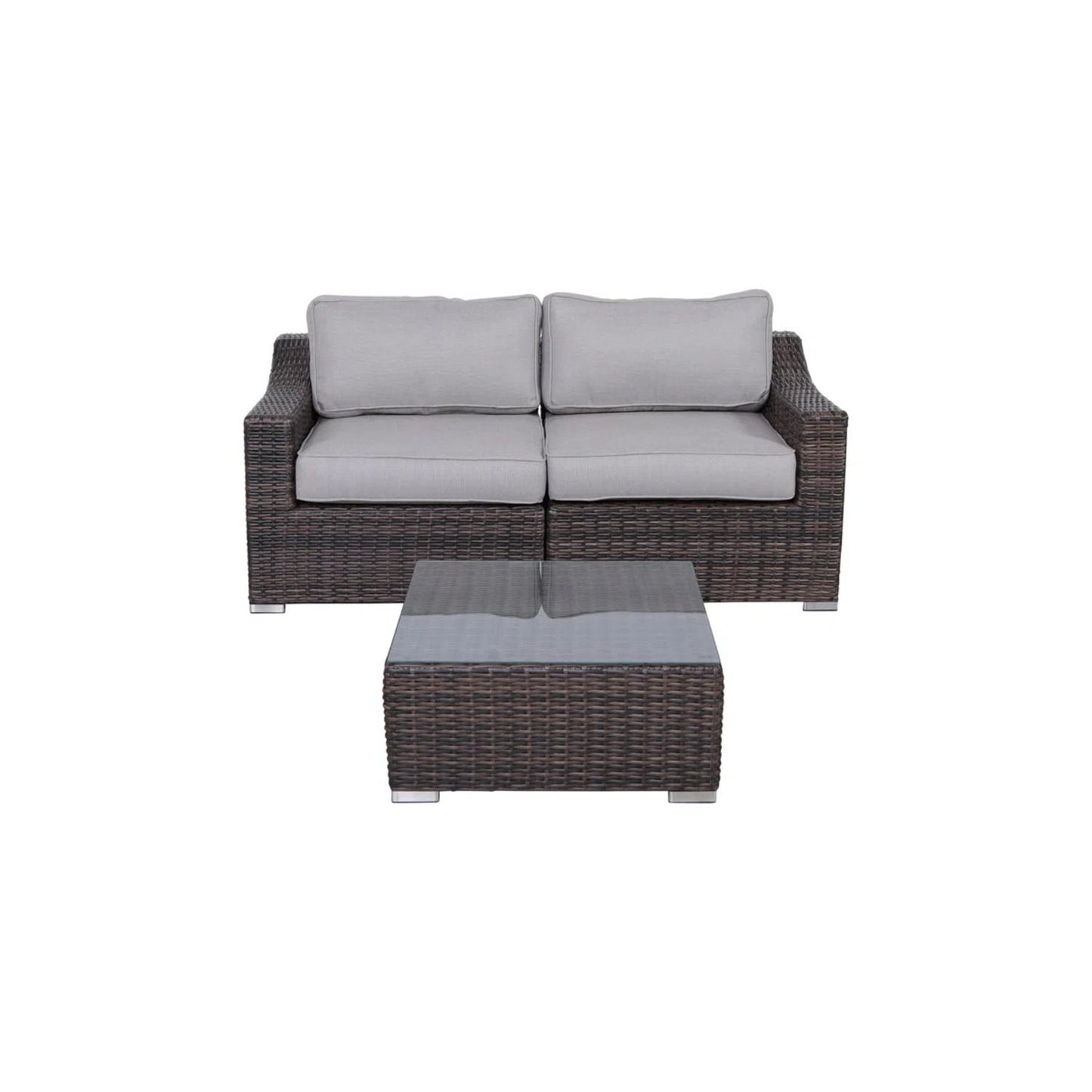 Outdoor Wicker Conversation Set With Cushions, All Weather LSI Patio Furniture
