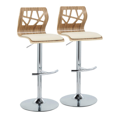 Folia - Mid Century Modern Adjustable Barstool With Swivel With Rounded T Footrest (Set of 2) Lumi Source