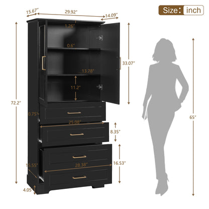 Freestanding Bathroom Cabinet With 3 Drawers, Adjustable Shelf, Soft Close Doors Hearth and Haven