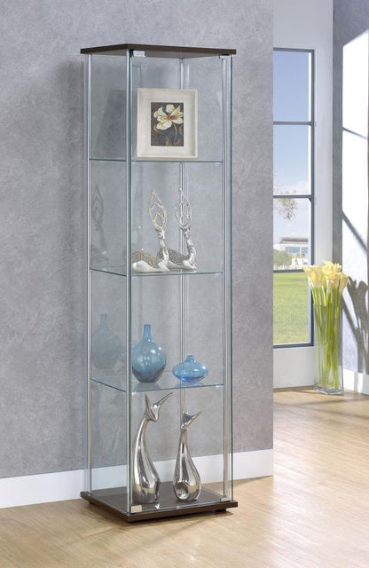 Bellatrix - 4-Shelf Clear Glass Curio Cabinet CoasterEveryday