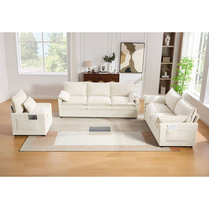 Modern Sofa Set With Double Layer Cushion And Side Storage Pockets Hearth and Haven