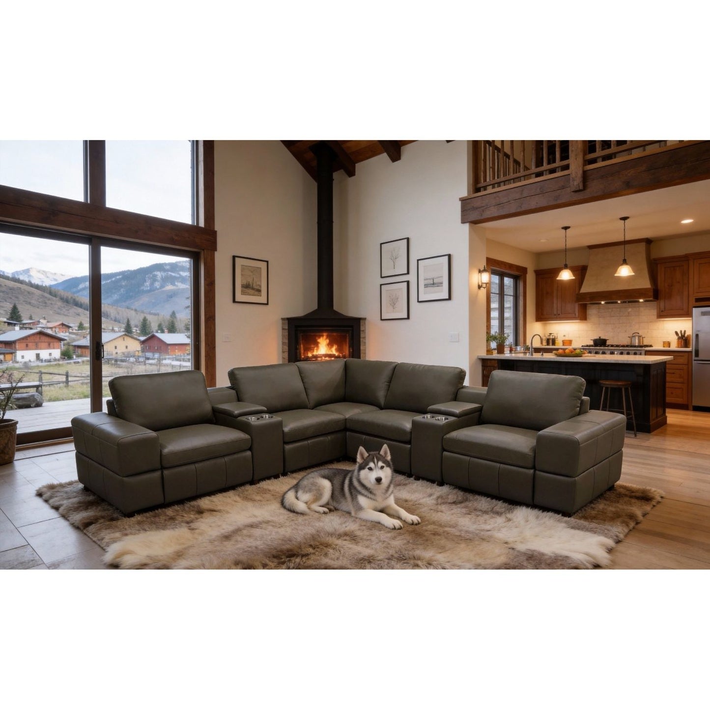 Upholstered Large Arms Sectional With Recliner Seats Home Essentials