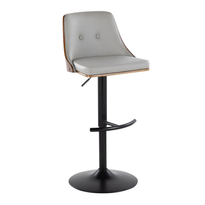 Gianna - Mid Century Modern Adjustable Barstool, Swivel With Rounded T Footrest (Set of 2) Lumi Source