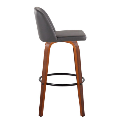 Toriano - Mid Century Modern Fixed Height Barstool Swivel And Round Footrest (Set of 2) Lumi Source
