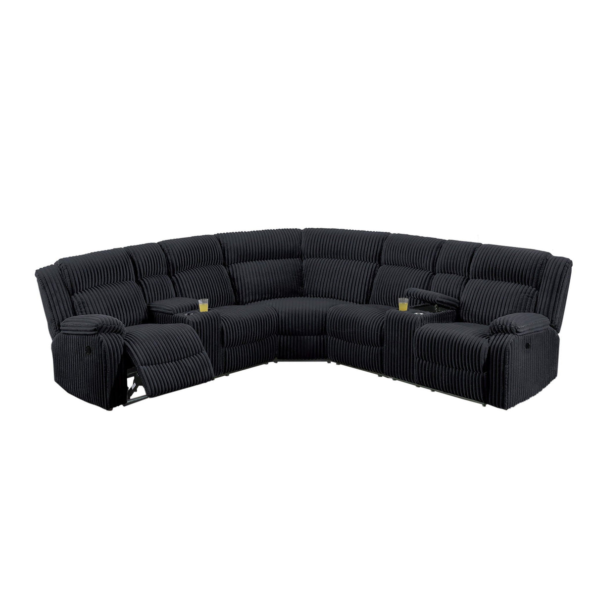Power Motion Sectional LAF / RAF Loveseat With Console Cup Holders Home Essentials