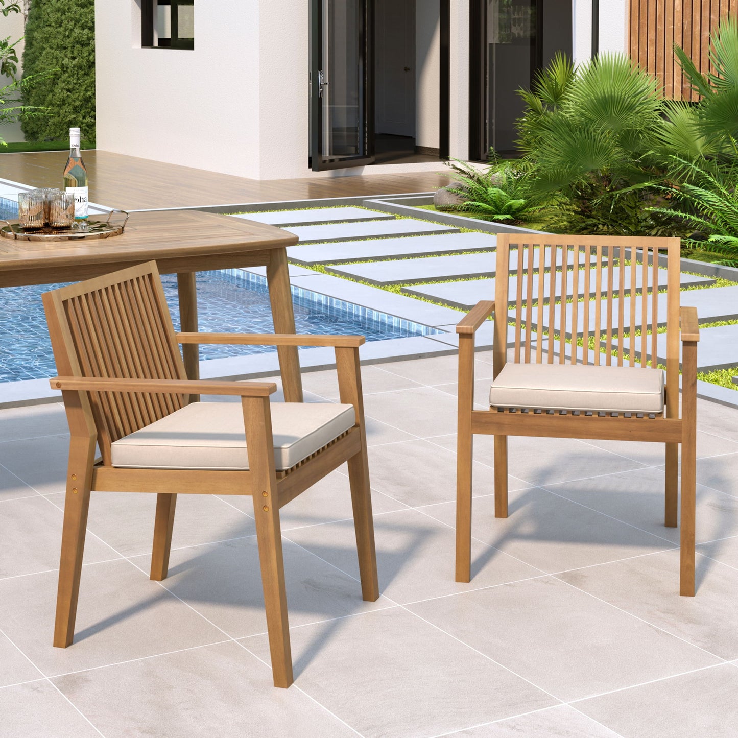 Patio Dining Chair, Comfortable Waterproof Seating (Set of 2) Noble House