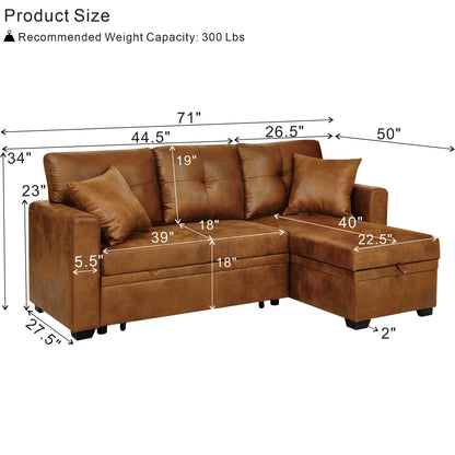 Sectional Sofa With Pull Out Bed, Reversible Chaise Home Essentials