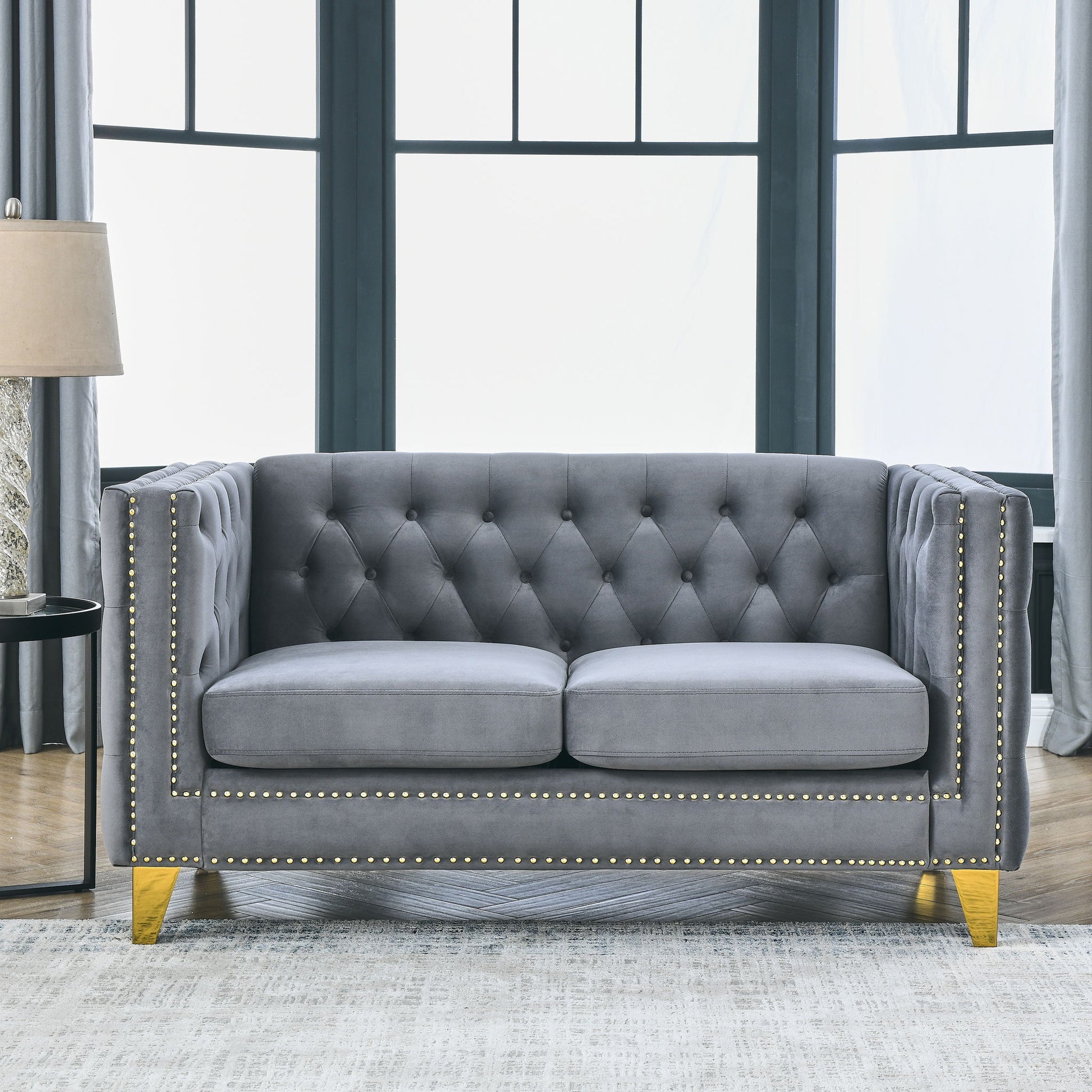 Upholstered Couch Sofa With Button Tufting For Living Room Home Essentials