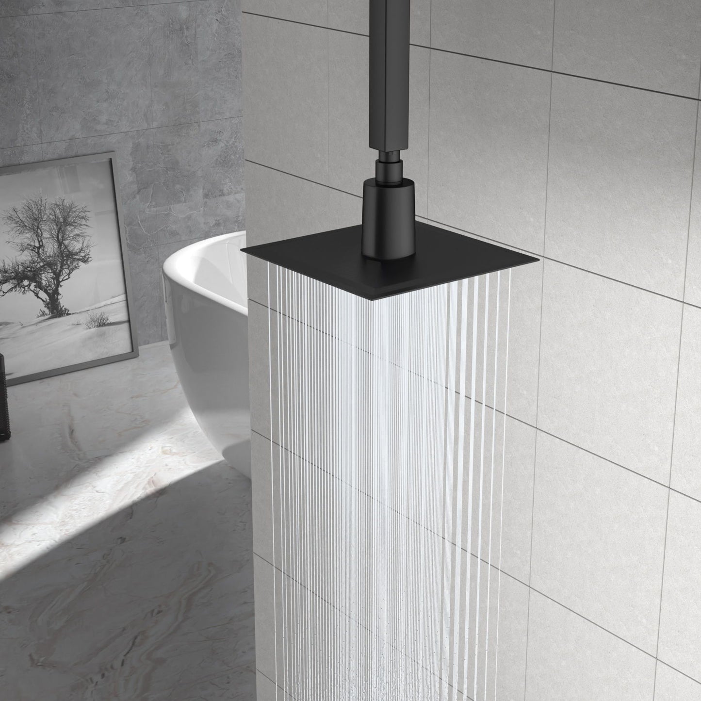 Ultra Thin 8" Square Rain Shower Head 304 Stainless Steel, Wall / Ceiling Mounted Daily Nest