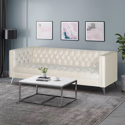 Contemporary 3 Seater Sofa With Button Tufting Noble House