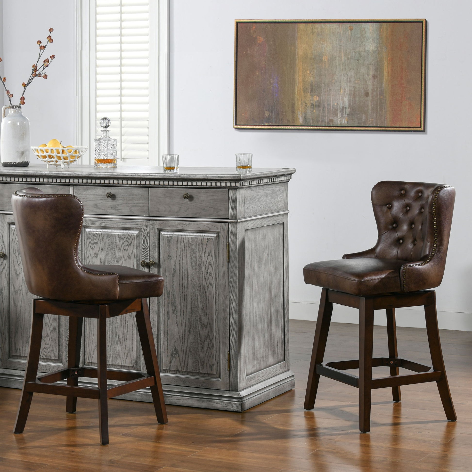 Holmes - Tufted High Back 360 Swivel Counter Height Barstool Jennifer Taylor Home