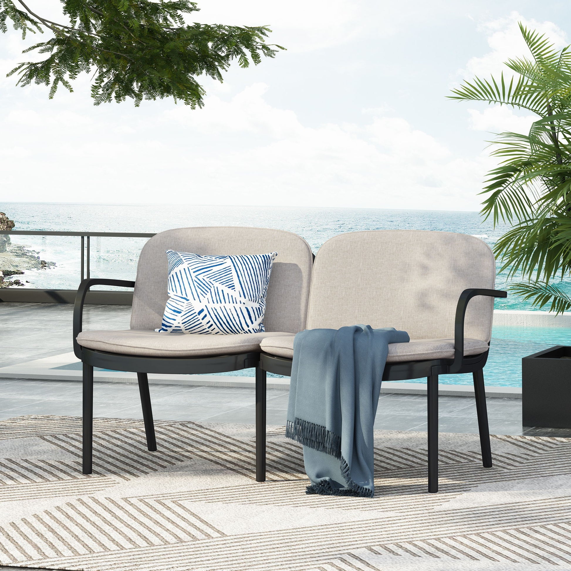 Luna - Outdoor Patio Loveseat Noble House