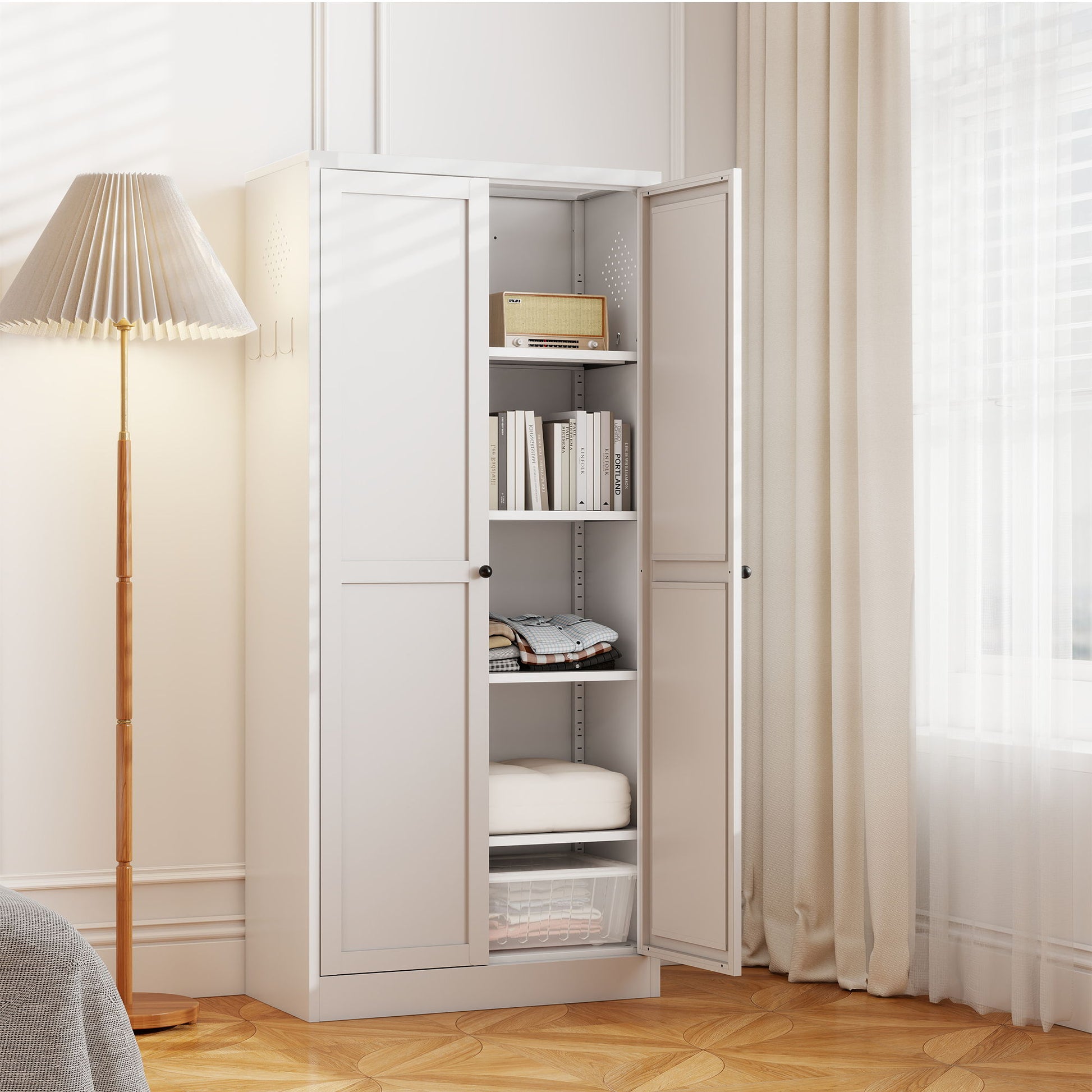 Metal Kitchen Pantry Cabinet With Adjustable Storage And 4 Heavy Duty Shelves - White Home Essentials