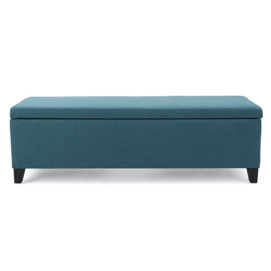 Contemporary Storage Ottoman Bench With Polyester Upholstery Noble House