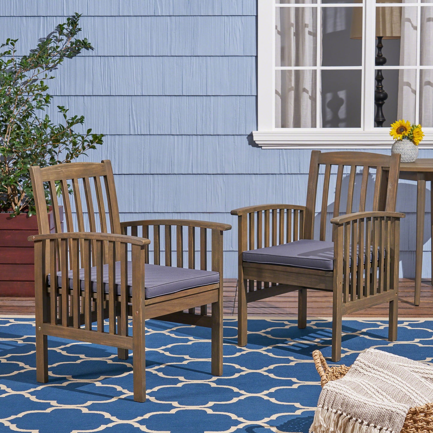 Casa - Acacia Dining Chair Set With Cushions, Noble House