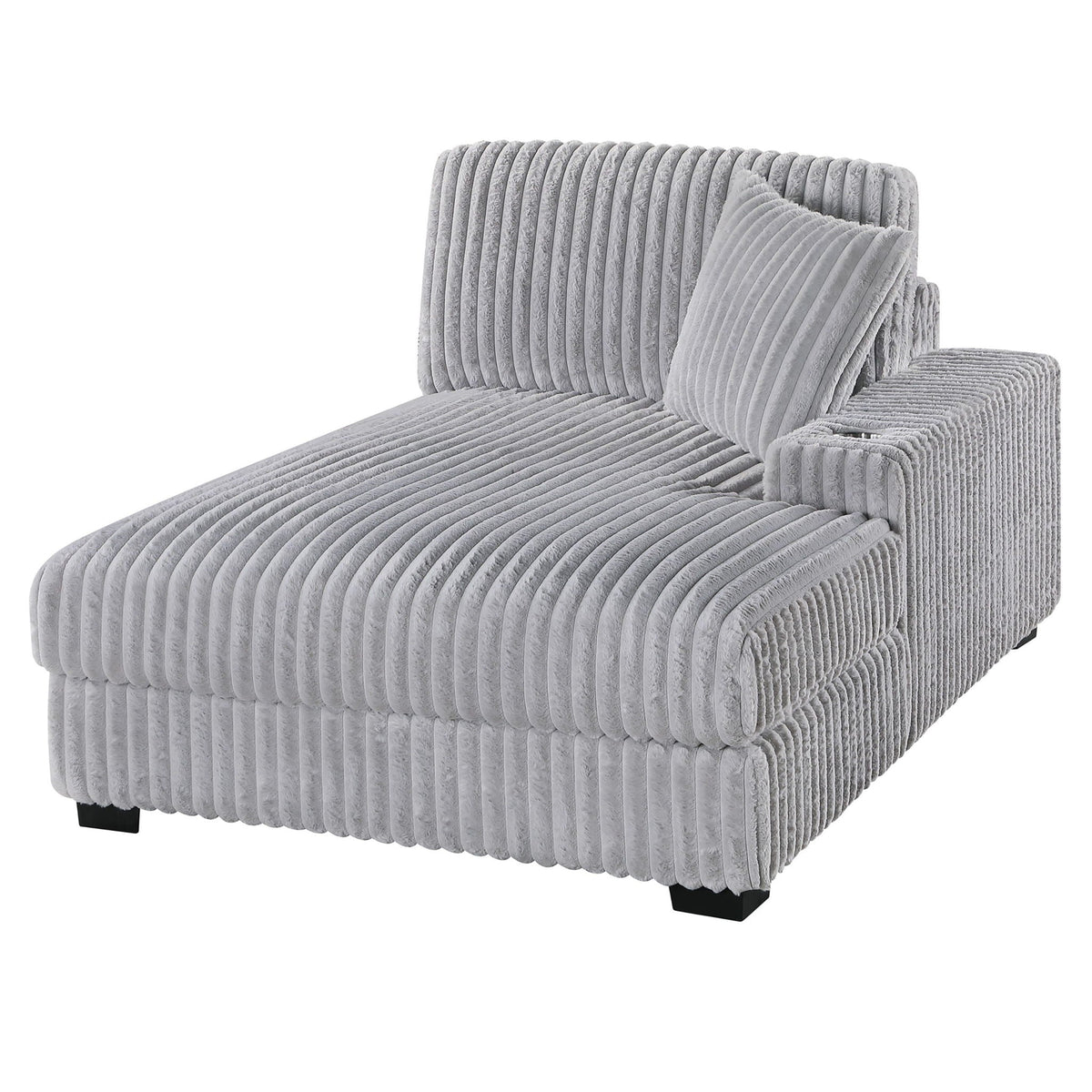 RAF Chaise With Cup Holder Modular Living Room Furniture Pillow - Gray / Mink Home Essentials