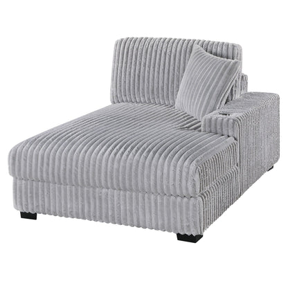 RAF Chaise With Cup Holder Modular Living Room Furniture Pillow - Gray / Mink Home Essentials
