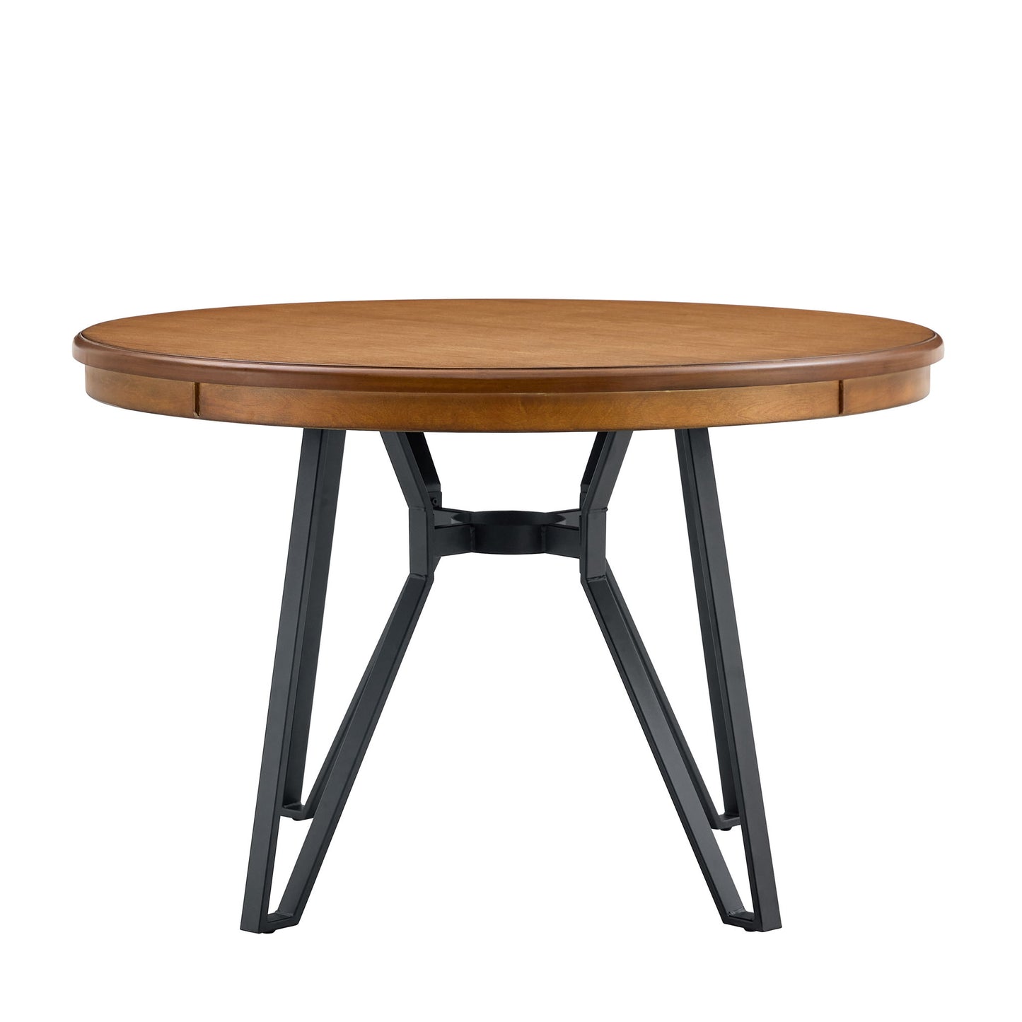 Mid Century Modern Round Dining Table With Metal Legs And Open Shelf Noble House