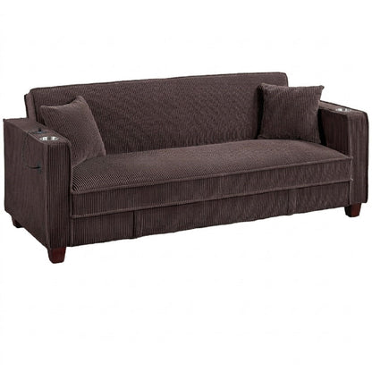 Modern Convertible Sofa With Hidden Storage USB Port, Cup Holder Home Essentials