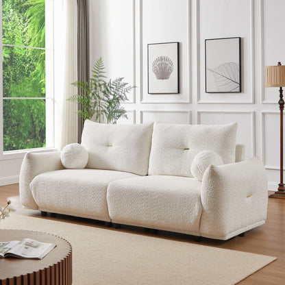 2 Seater Cushion Sofa With 2 Cushions And 2 Ball Pillows Home Essentials