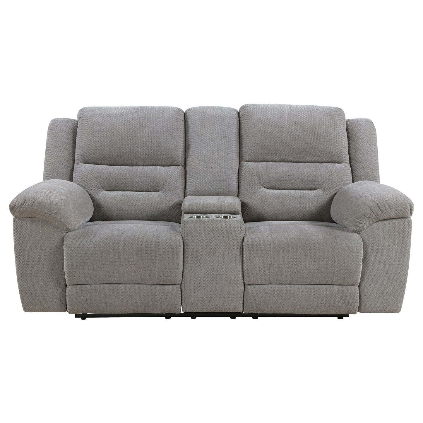 Sebring - Upholstered Manual Reclining Loveseat With Center Storage Console - Gray Furniture Max