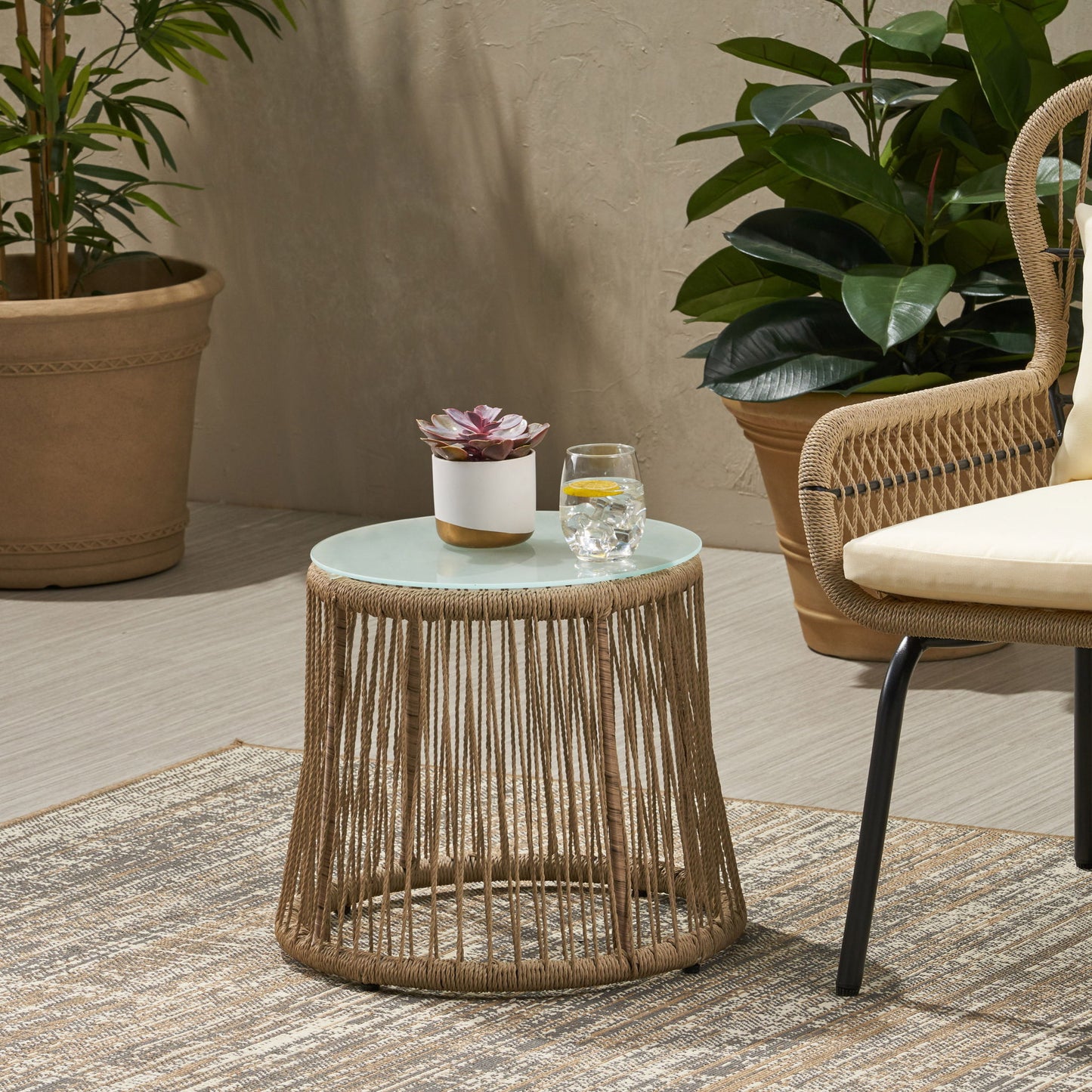 Boho Southport - Side Table With Glass Top Noble House