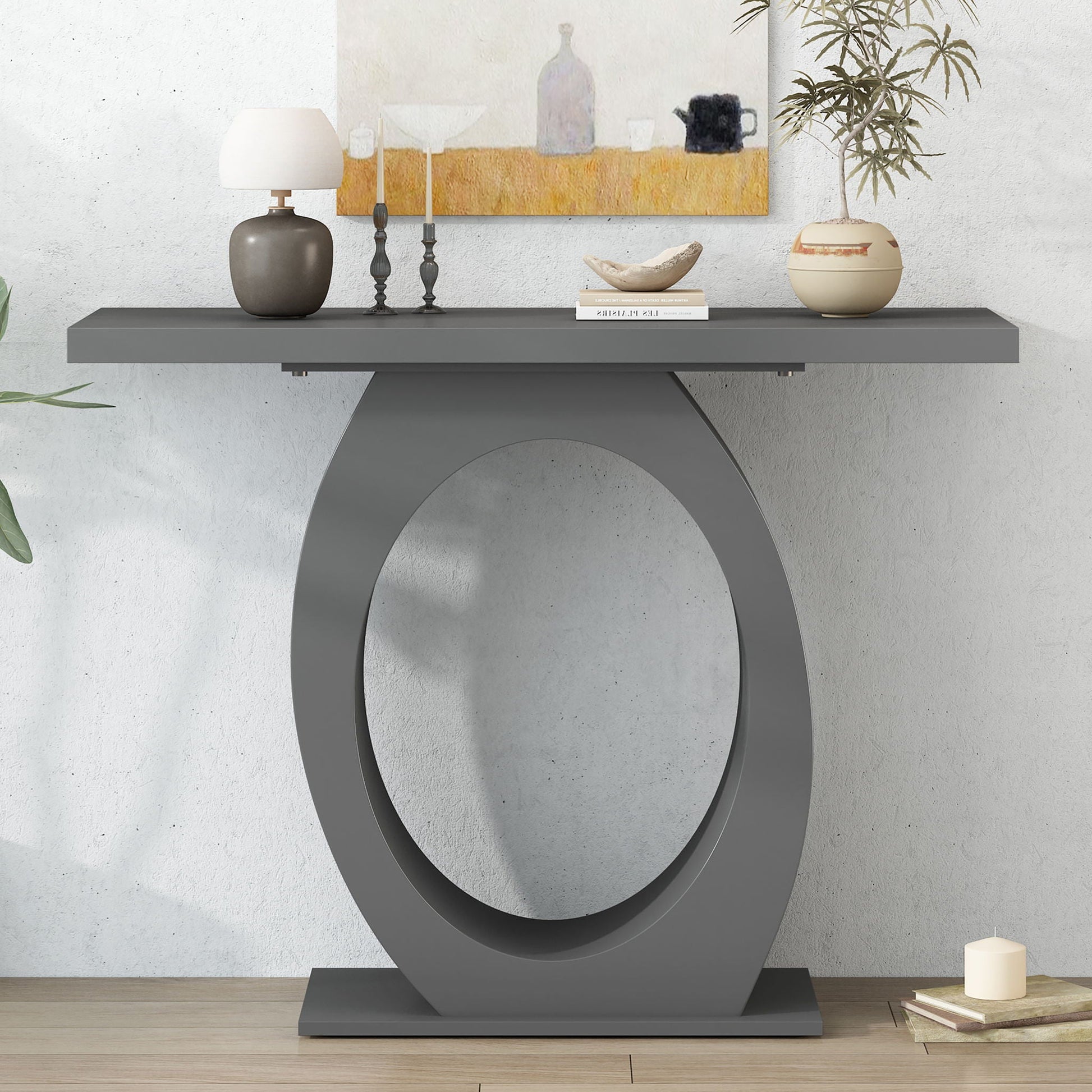 Console Table With Oval Base And Reinforced Bottom Plate Noble House