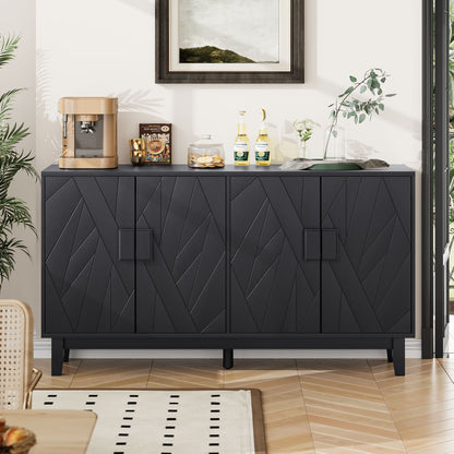 Modern Style Buffet Cabinet, Storage Side Cabinet Buffet Cabinet, Medieval Modern Multifunctional Decorative Cabinet Suitable For Living Room, Dining Room, Entrance, Corridor, Kitchen - Black Home Essentials