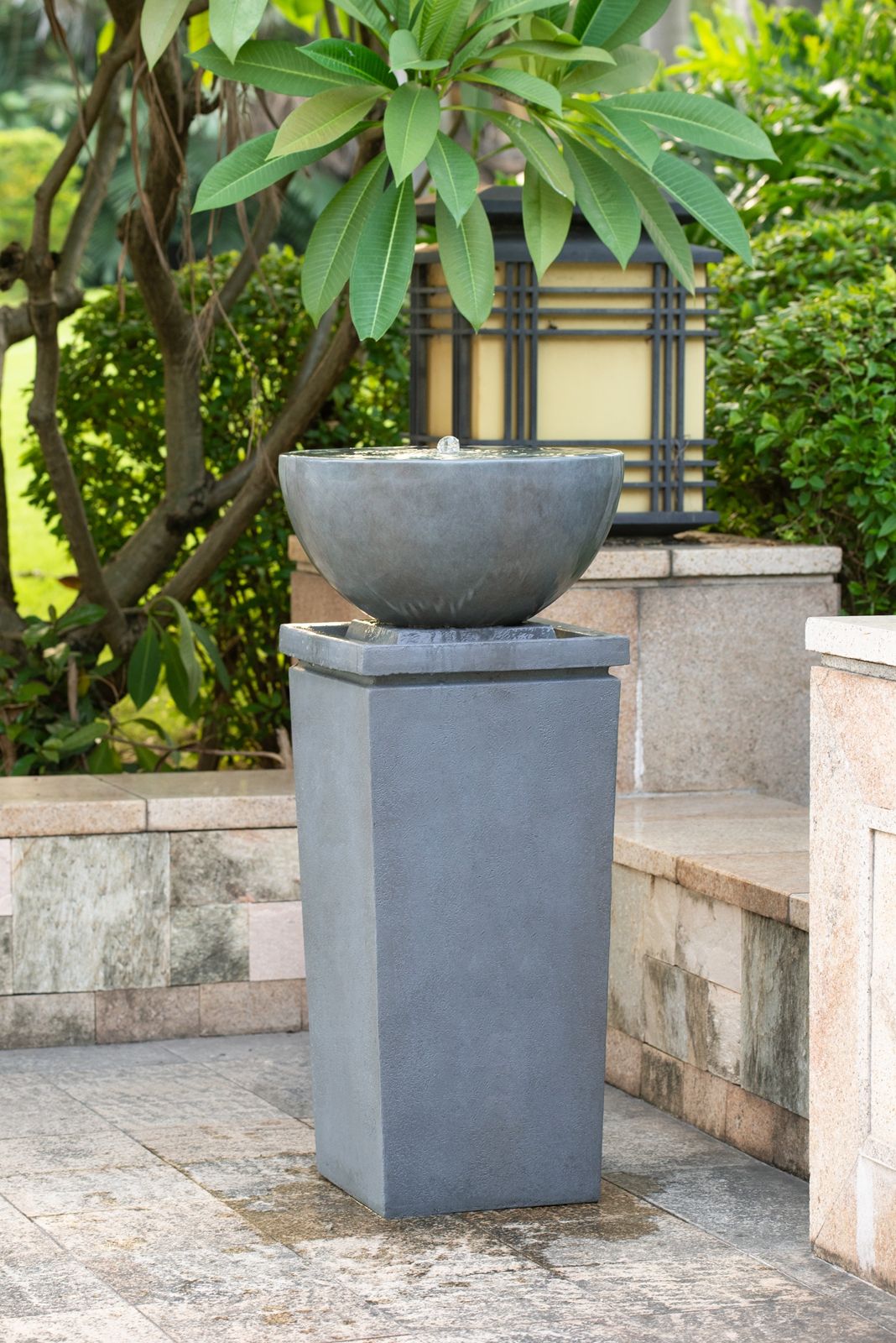Zen Bowl Water Fountain, Outdoor Bird Feeder / Bath Fountains, Relaxing Water Feature For Garden Daily Nest