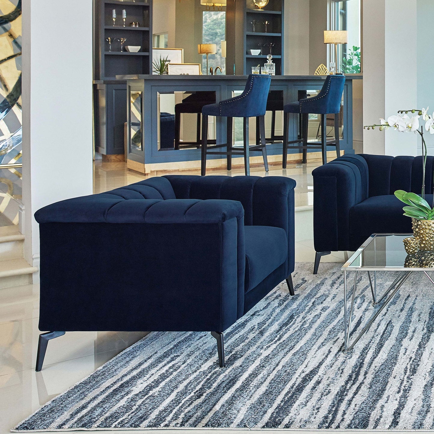 Darci - Accent Armchair With Seating And Tapered Legs - Blue Furniture Max
