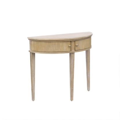 Vintage Inspired Storage Console Table With Fluted Doors - Reclaimed Wheat JLA