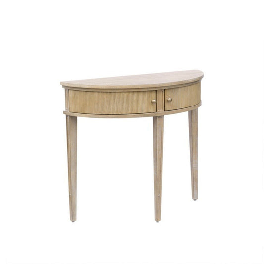 Vintage Inspired Storage Console Table With Fluted Doors - Reclaimed Wheat JLA