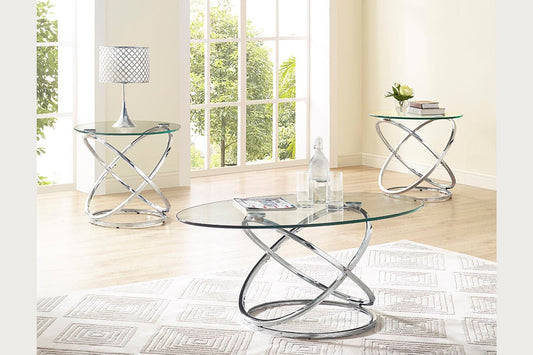 Modern Contemporary Cocktail Table Set - Chrome Bernards Furniture
