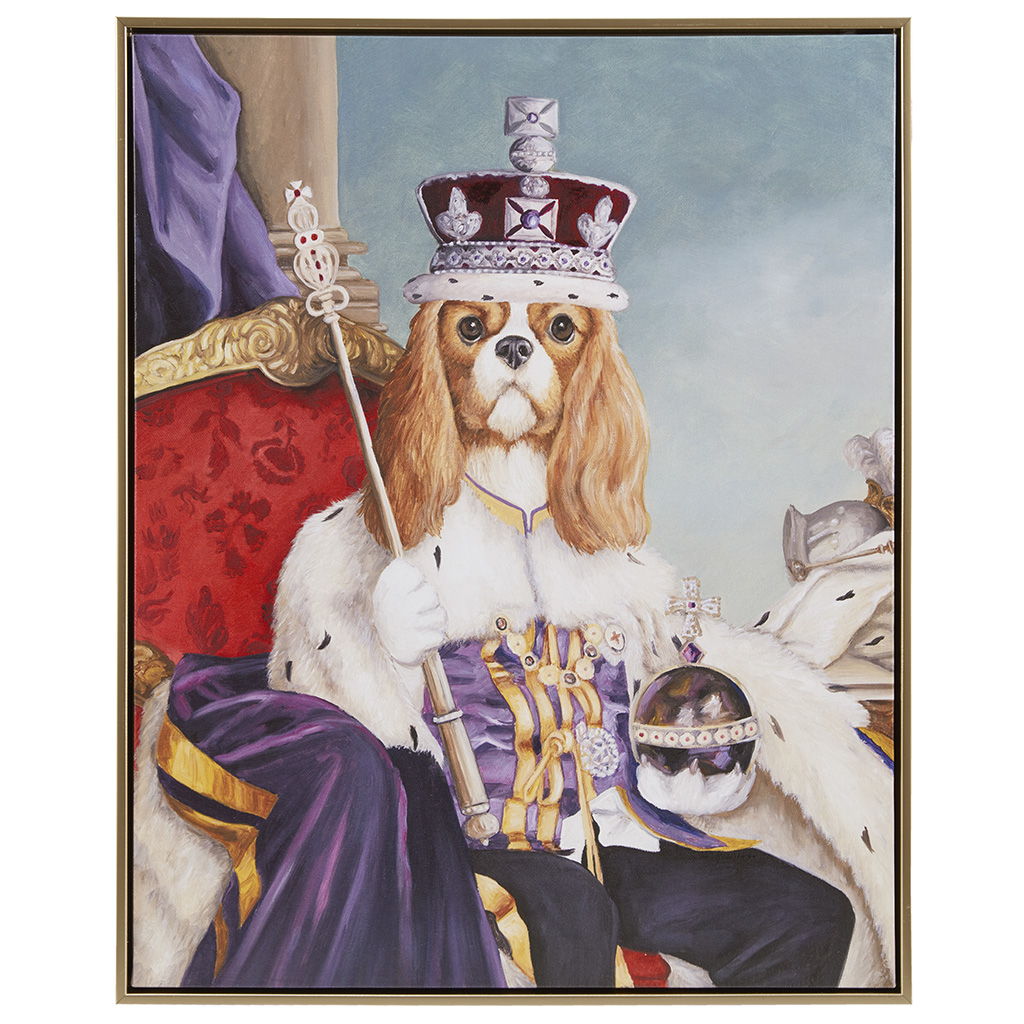 Pet Portrait - King Charles Spaniel Iii Framed Canvas Wall Art - Multi