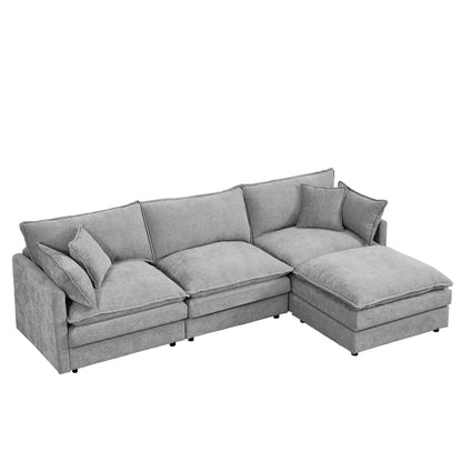 Contemporary Modular Sectional Sofa Set With Movable Ottoman Home Essentials