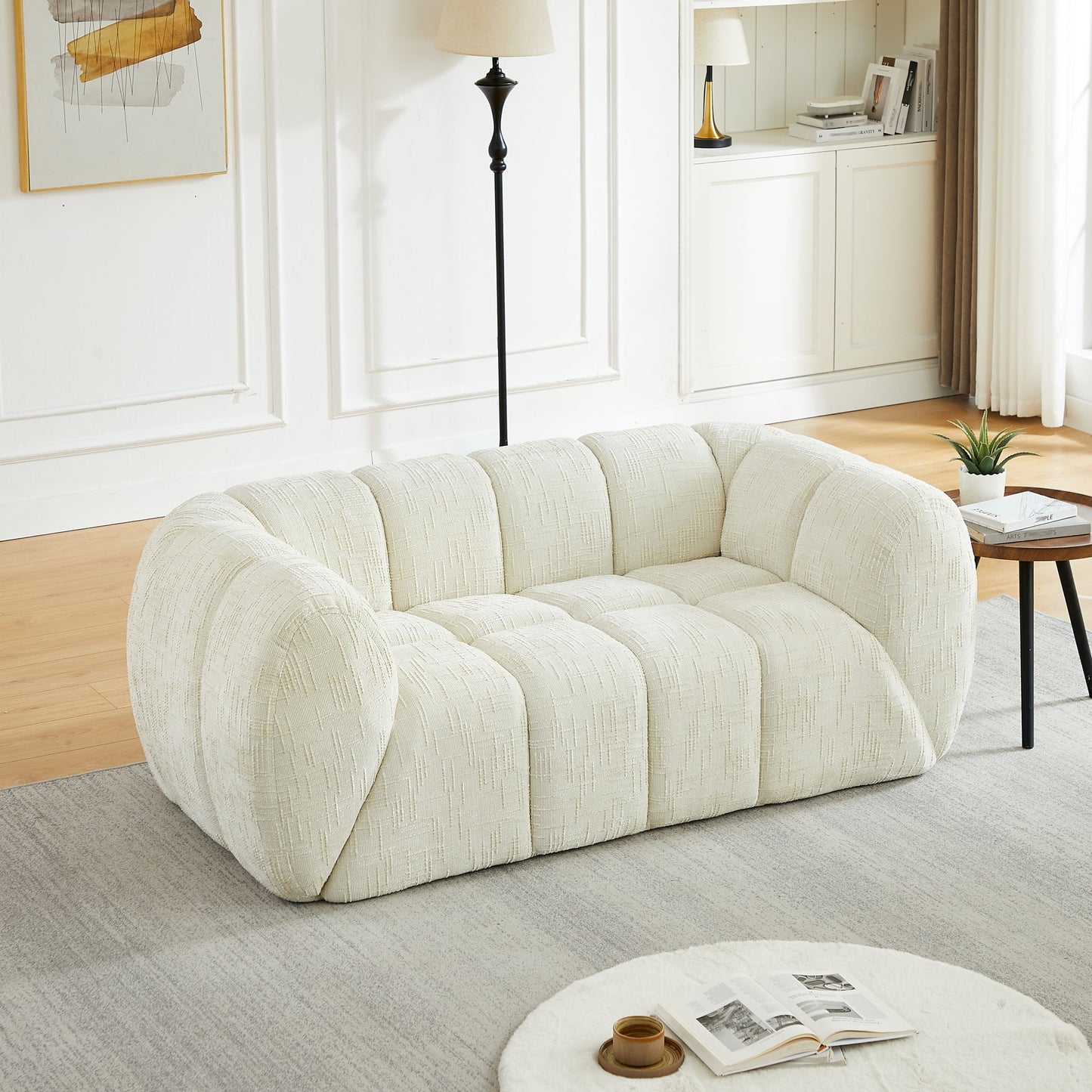 Quilted Cloud Sofa With Rounded Armrests And Piano Key Backrest Design Home Essentials