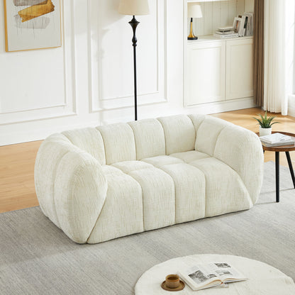 Quilted Cloud Sofa With Rounded Armrests And Piano Key Backrest Design Home Essentials
