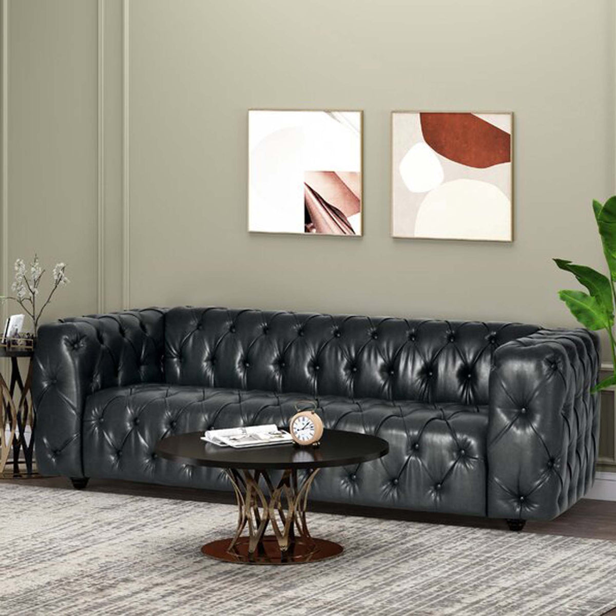 Comfy 3 Seat Sofa & Wooden Legs, For Living Room And Study - Black Noble House