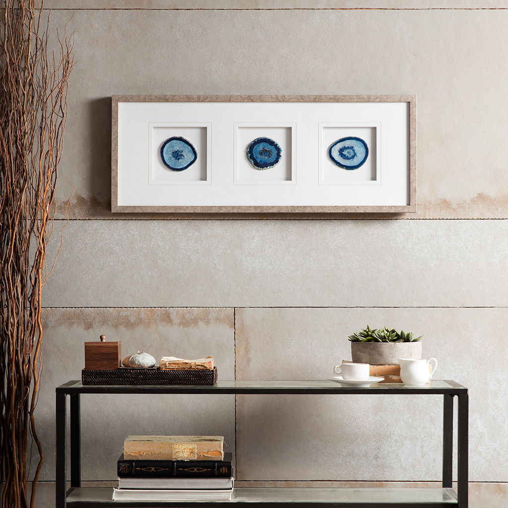 Trio Real Stone Framed Graphic - Blue