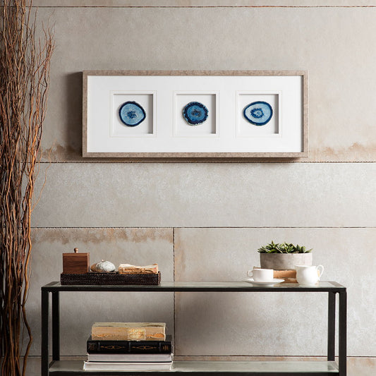 Trio Real Stone Framed Graphic - Blue