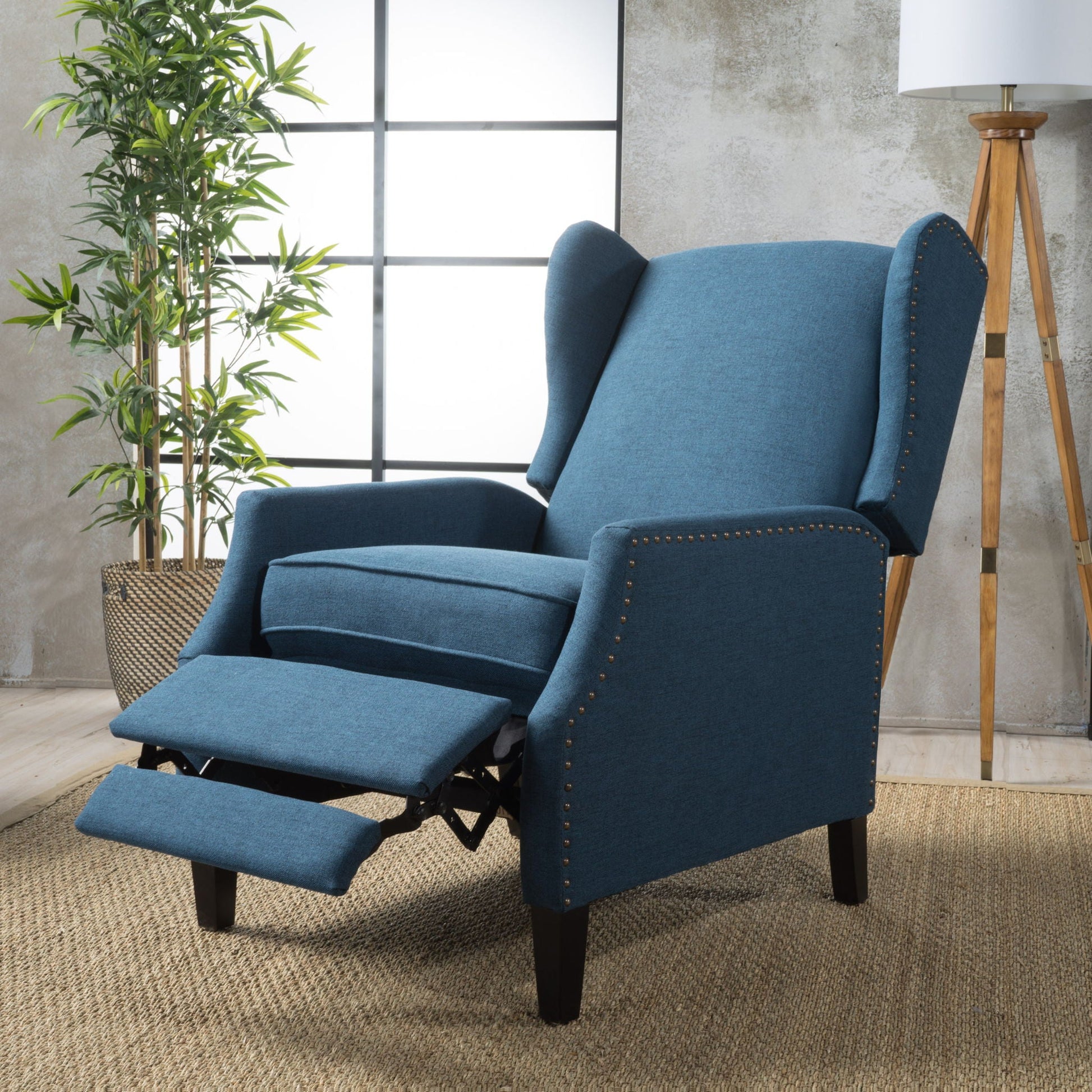 Westeros Wing Back Fabric Upholstered Recliner Noble House
