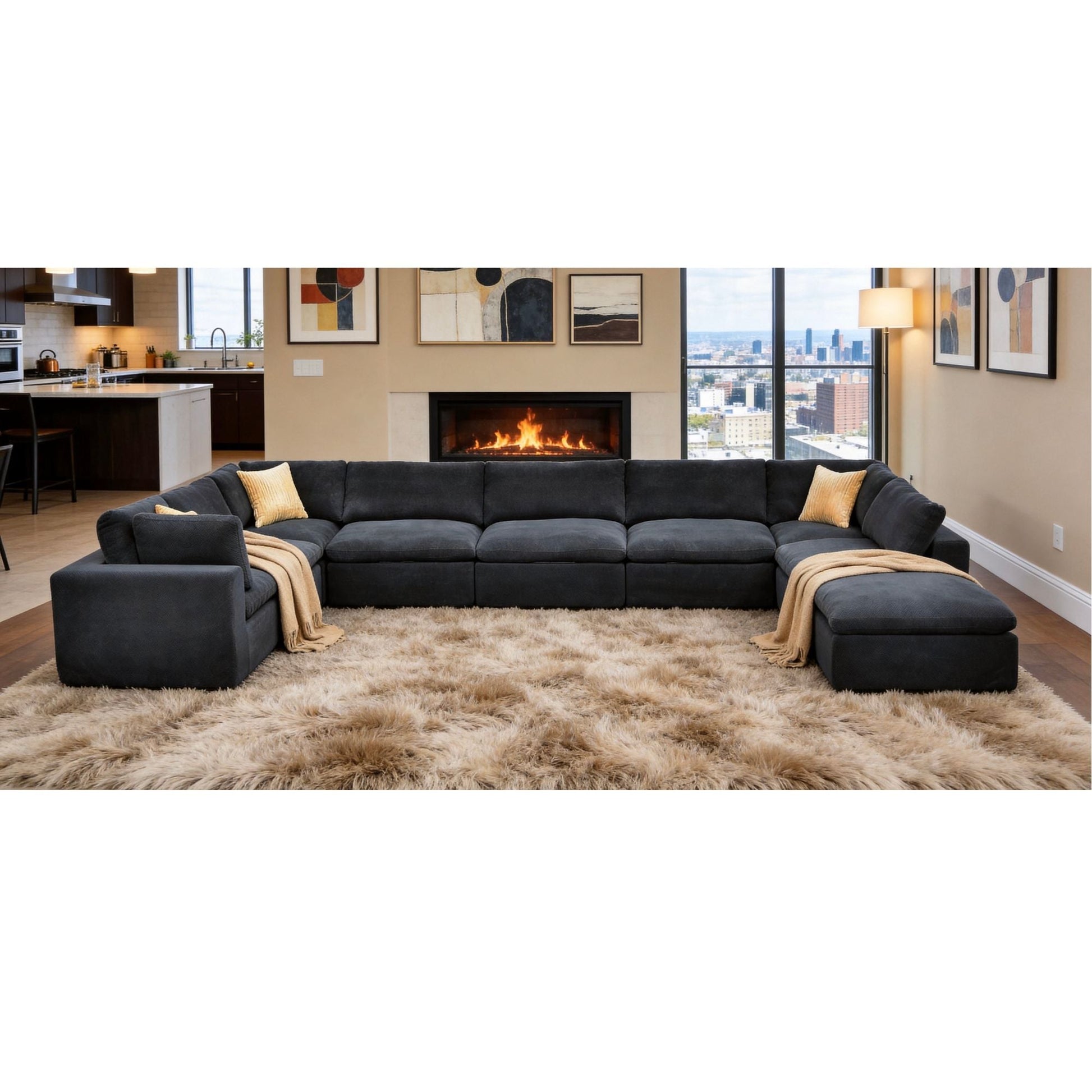 Custom Configuration Modular Sectional With Toss Pillows Home Essentials