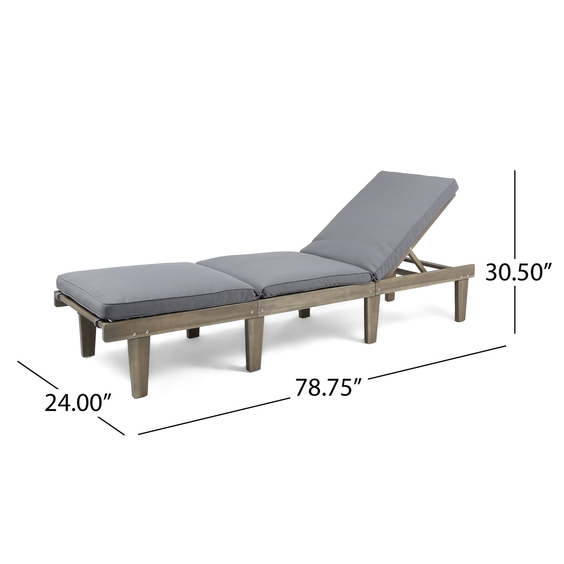 Ariana - Wood Chaise Lounge With Cushion Noble House