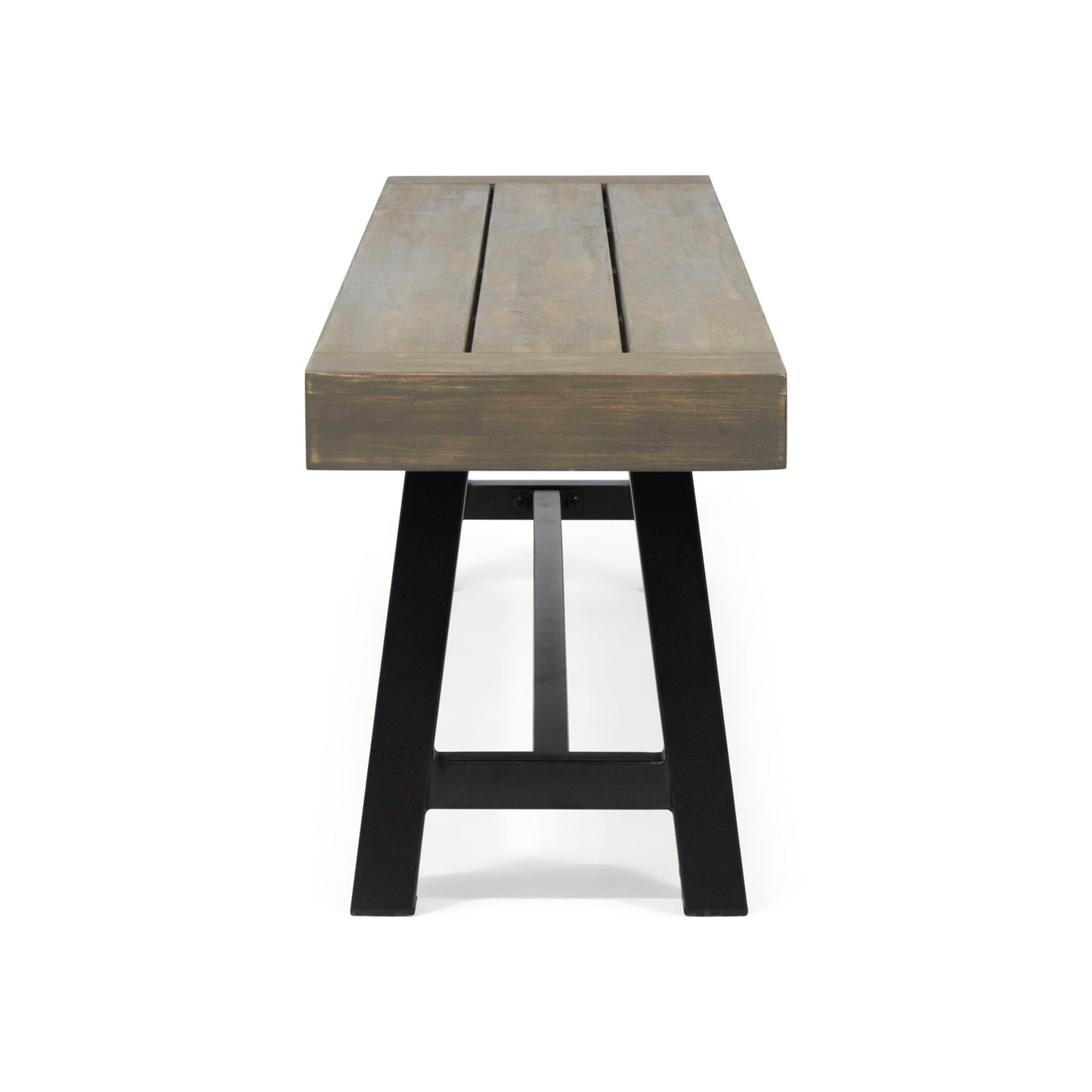 Outdoor Patio Bench - Gray / Rustic Metal Noble House