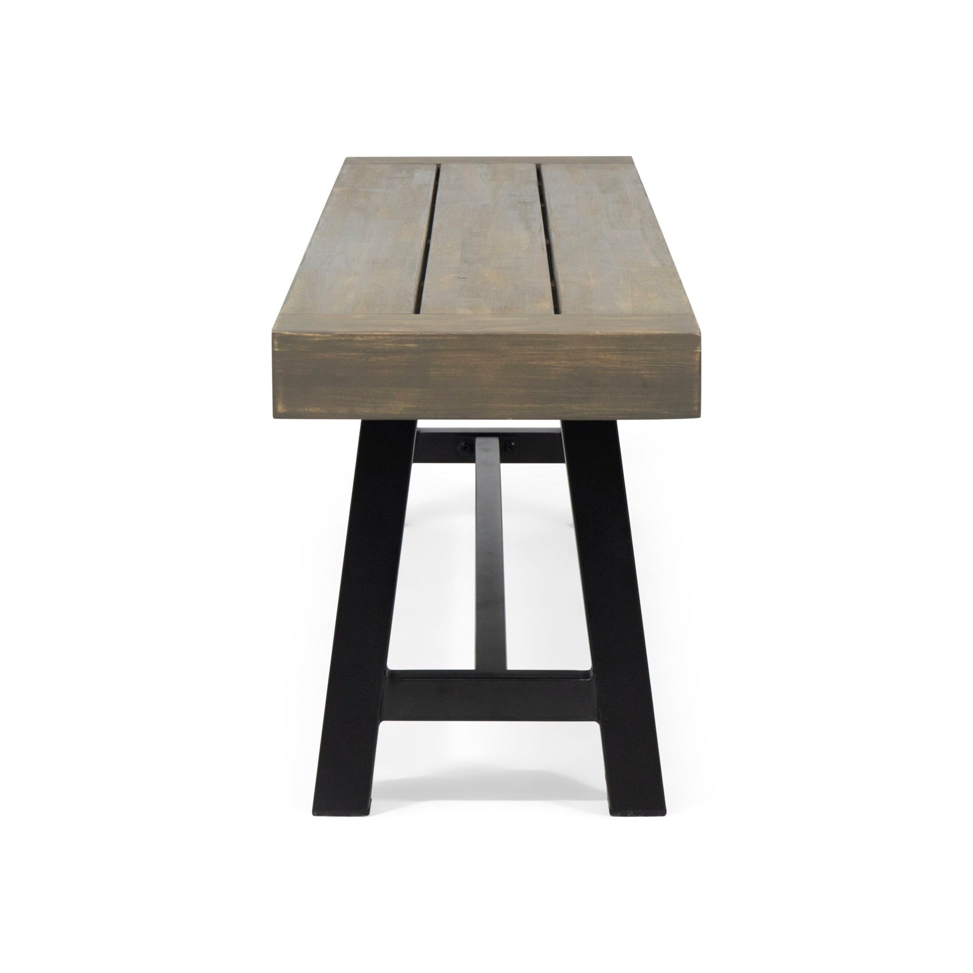 Outdoor Patio Bench - Gray / Rustic Metal Noble House