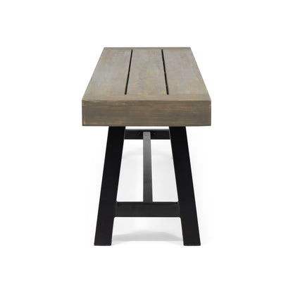 Outdoor Patio Bench - Gray / Rustic Metal Noble House