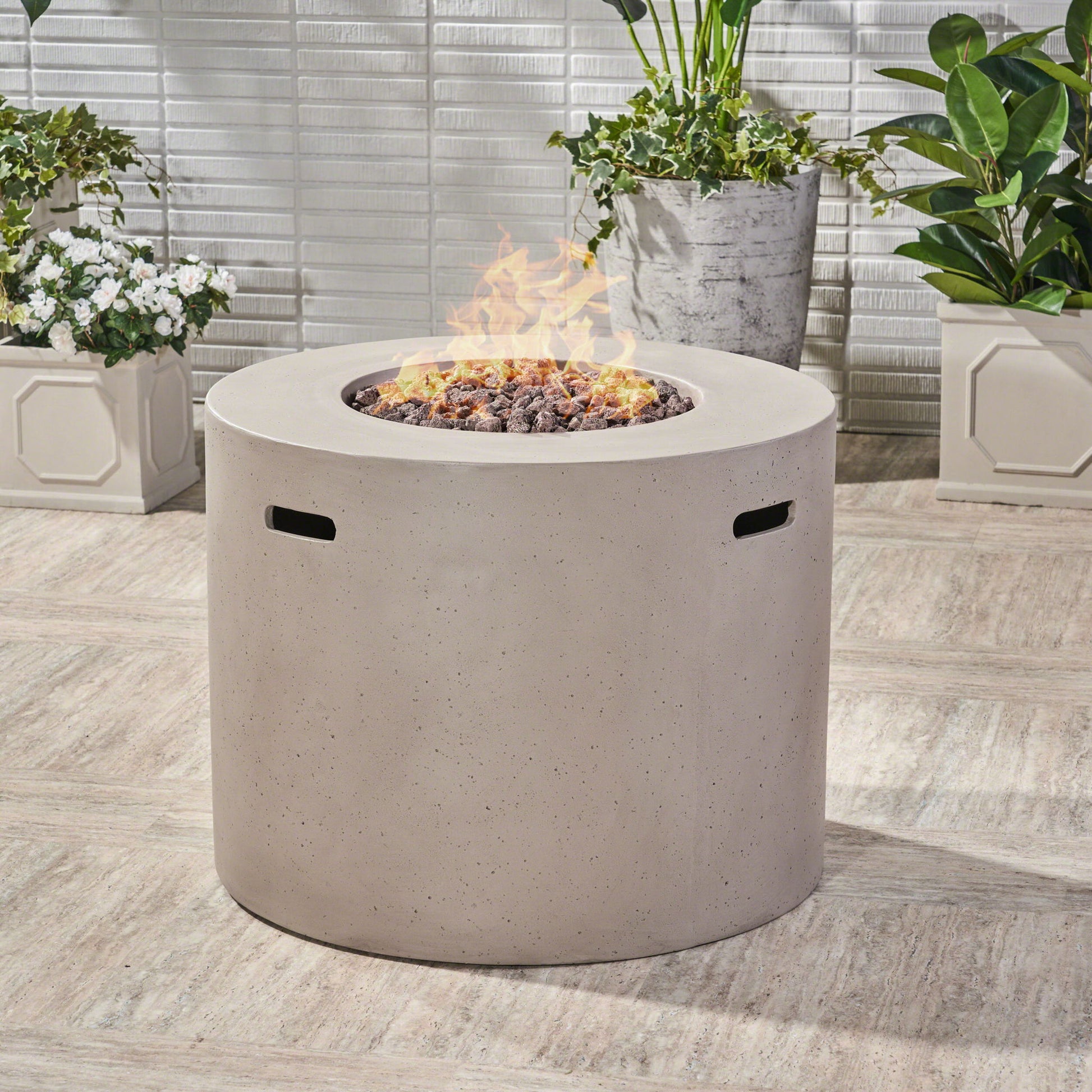 Round Iron Fire Pit With 40,000 Btu Noble House