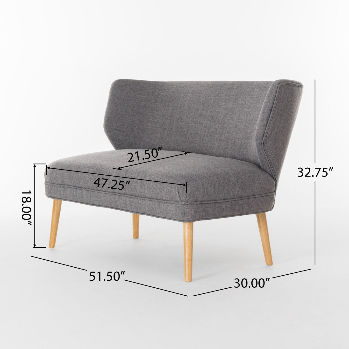 Elegant Classic Upholstered Loveseat With Curved Backrest Noble House