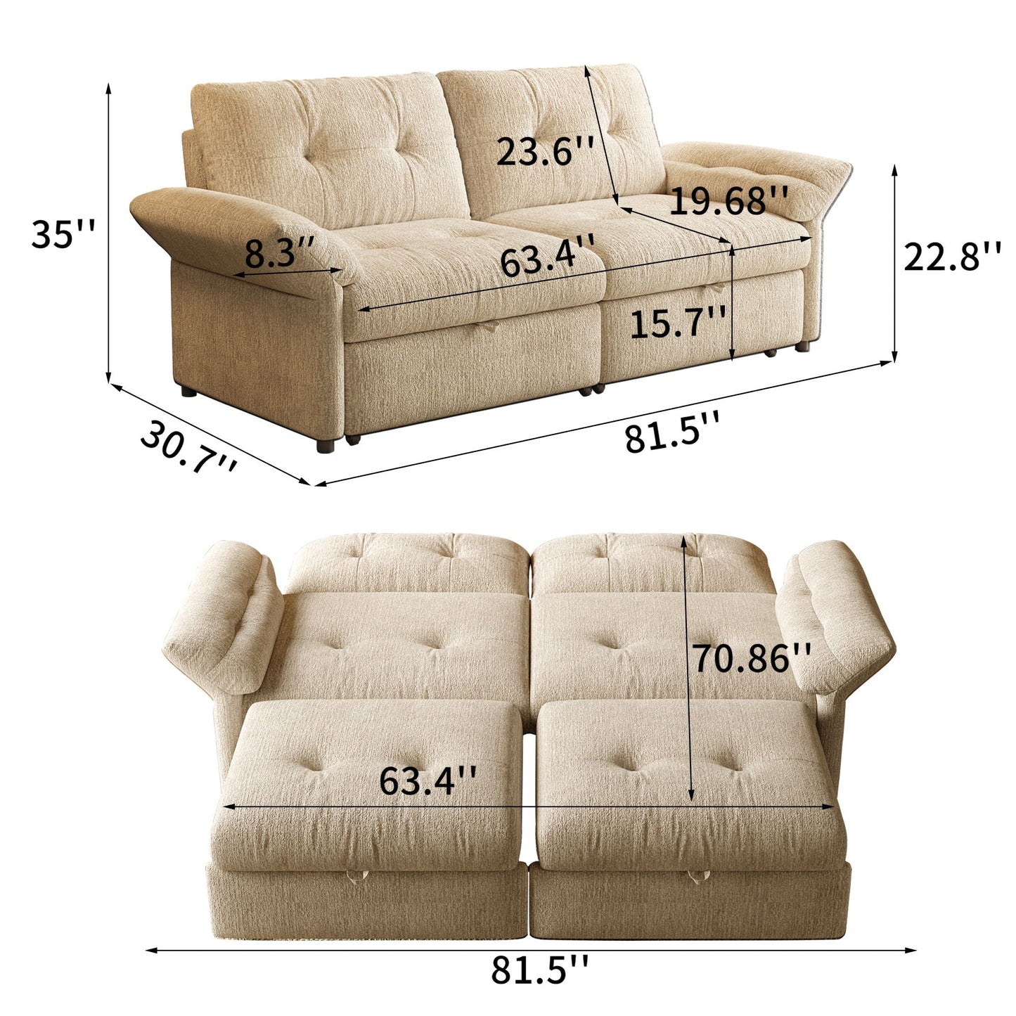 Sofa Bed, 2 In 1 Design For Living Rooms Home Essentials