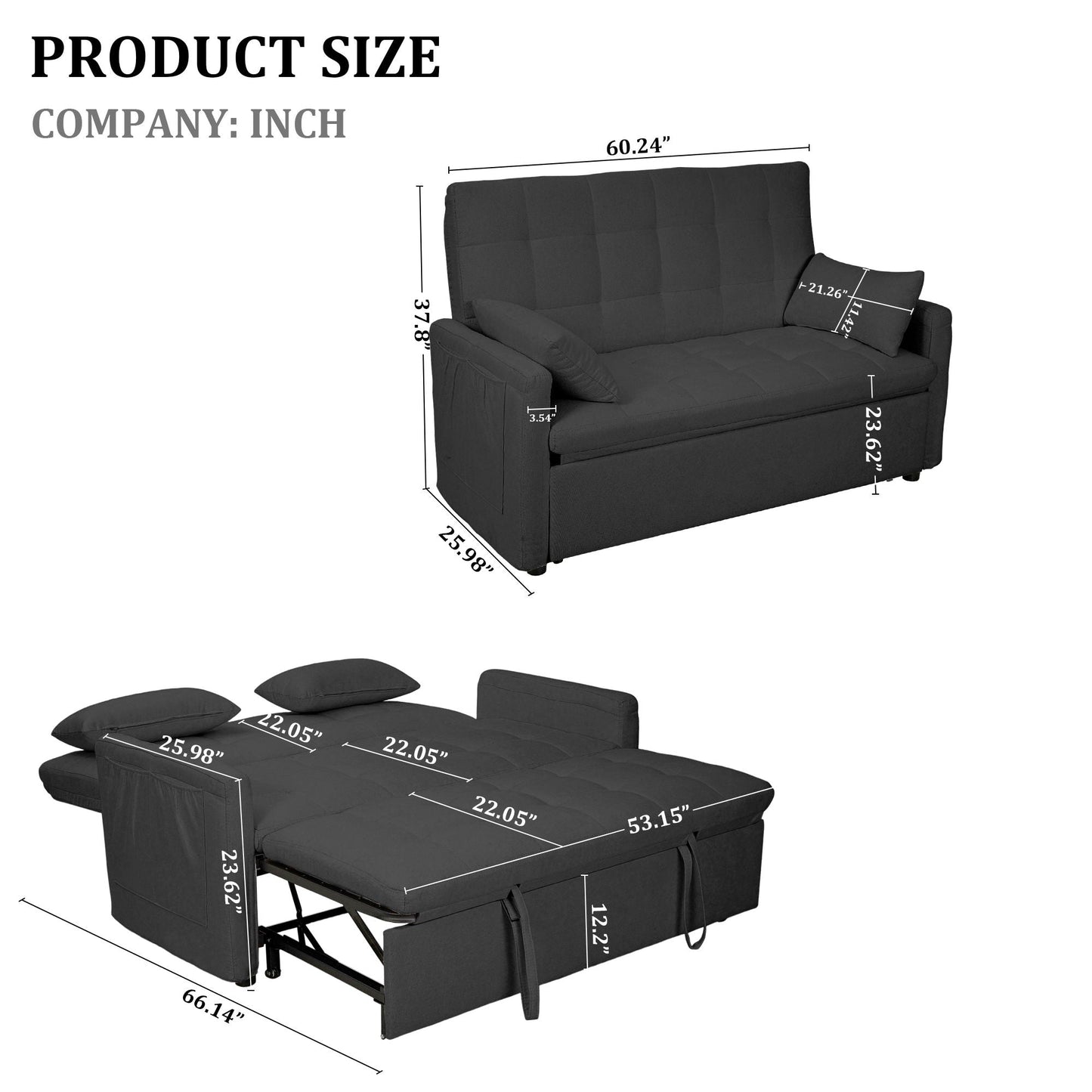 Balus - Sofa Bed Combination With Storage Pockets Home Essentials
